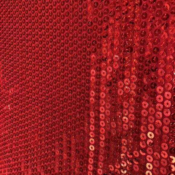 Red Sequin Sleeveless Tank Top Shimmer Party - Picture 3 of 4